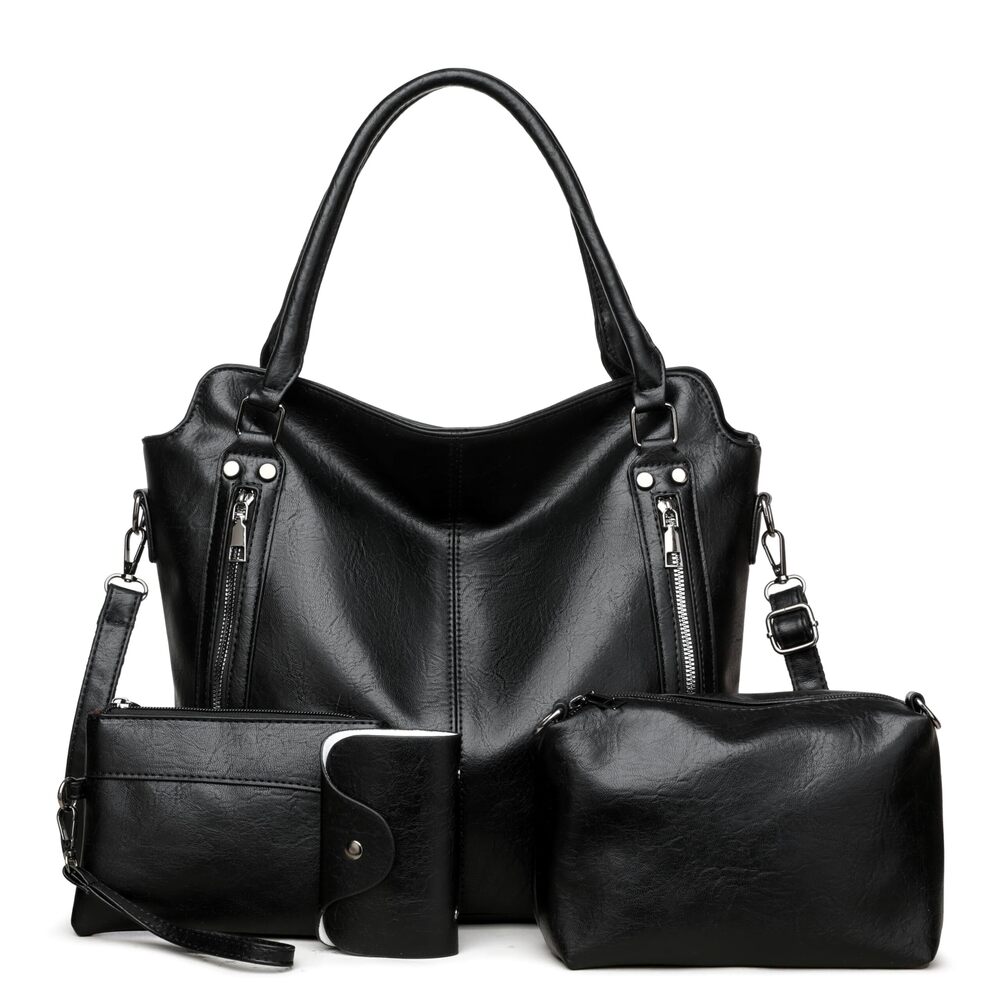 7733 Purses Large Tote Handbag Set Faux Leather Hobo Crossbody Bag 4pcs